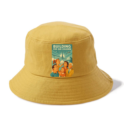 Multiple generations celebrating progress together - "Building for Our Children" - - Bucket Hat - Golden Harvest(Yellow)