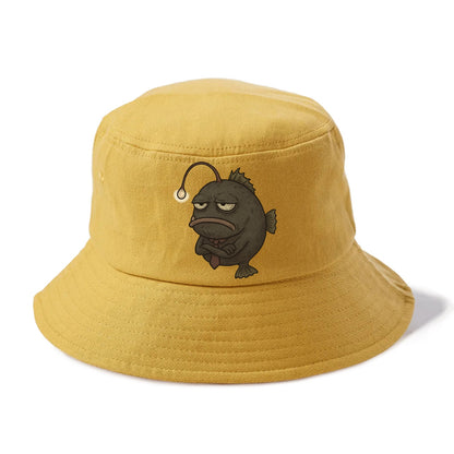 THE ANGLERFISH LURES DISAPPOINTMENT | Dark gray anglerfish with dim light - Bucket Hat - Golden Harvest(Yellow)