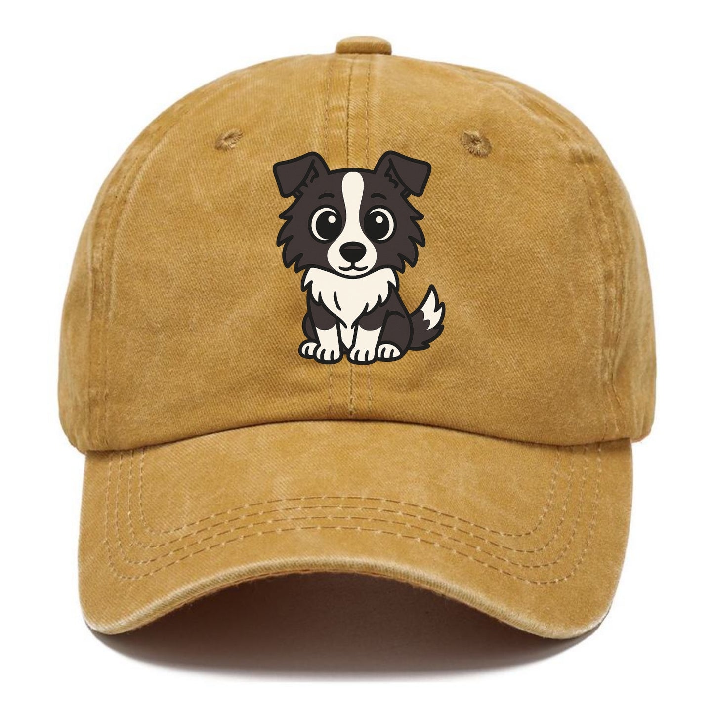 Border Collie - Intense stare sitting pose - Classic Cap - Golden Harvest(Yellow)