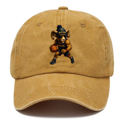 Mile High Bighorn wearing Nuggets beanie with mountain patch and wayfarer sunglasses - Classic Cap - Golden Harvest(Yellow)