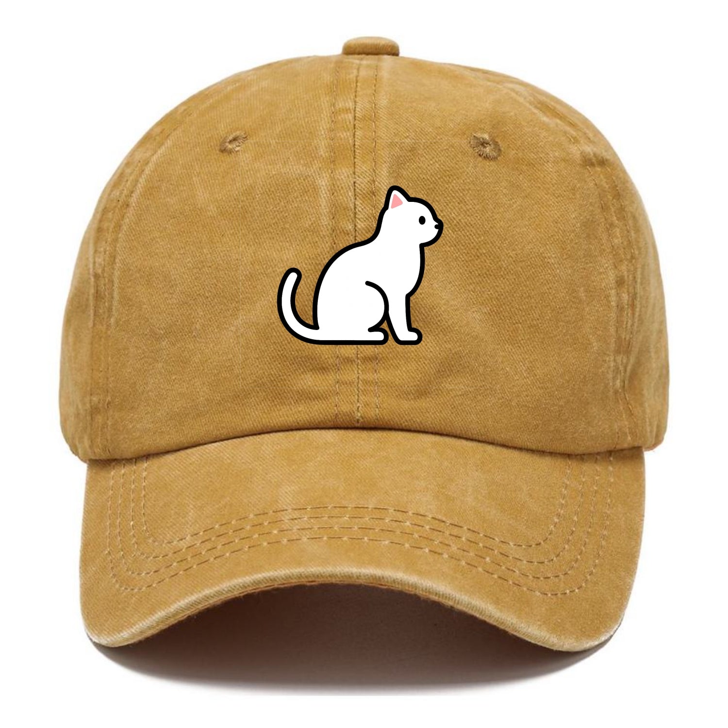 Domestic Shorthair - White classic flat side profile - Classic Cap - Golden Harvest(Yellow)