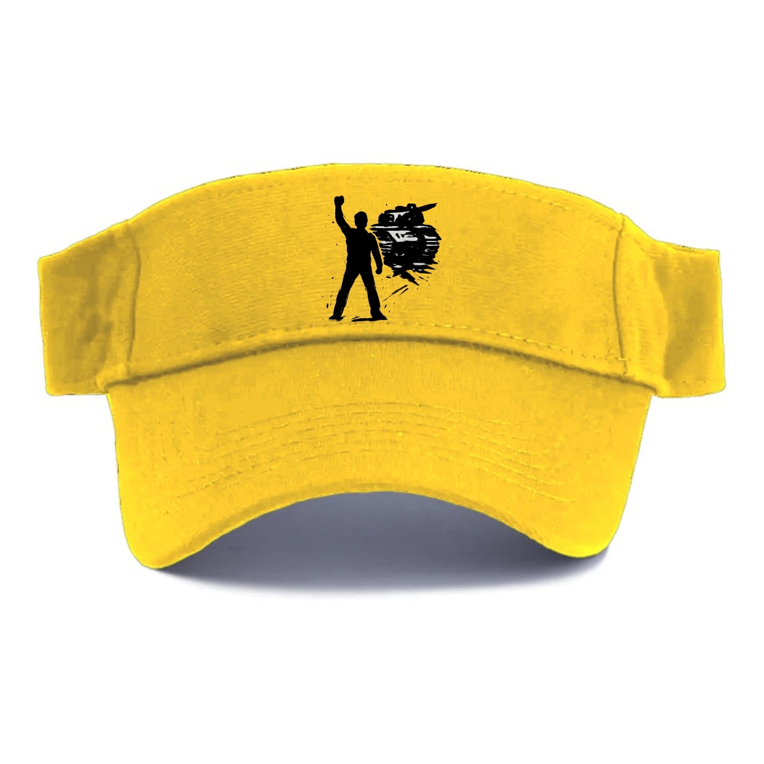 Single figure standing against tank - courage and resistance ink art - Visor - Golden Harvest(Yellow)