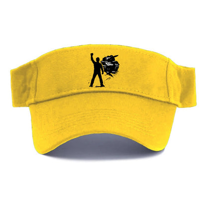 Single figure standing against tank - courage and resistance ink art - Visor - Golden Harvest(Yellow)