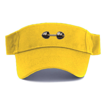 Embroidered patch design - WEIGHTLIFTING BARBELL - heavy barbell with plates in silver and - Visor - Golden Harvest(Yellow)