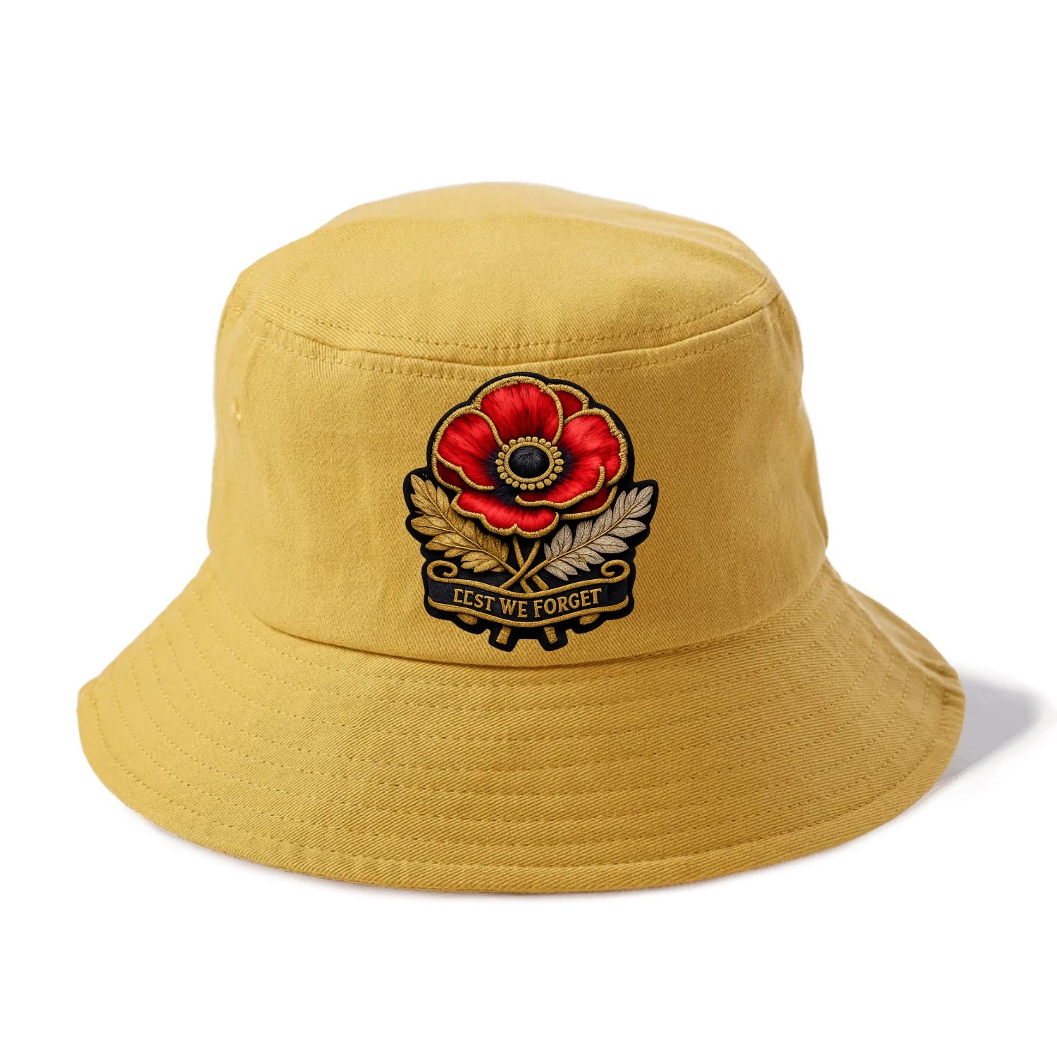 MEMORIAL POPPY - red poppy flower in scarlet , remembrance - Bucket Hat - Golden Harvest(Yellow)
