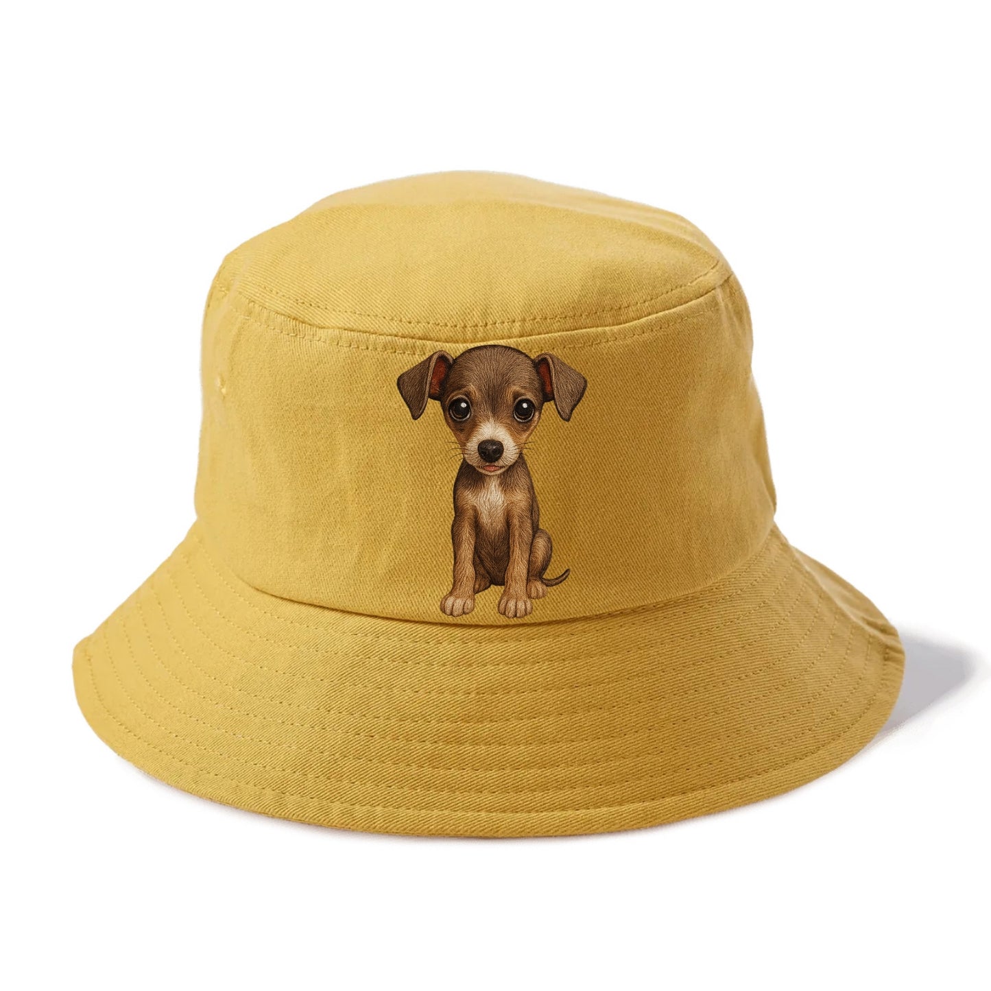 Baby Italian Greyhound Puppy - sleek tiny body, long legs, gentle eyes, front-facing, - Bucket Hat - Golden Harvest(Yellow)