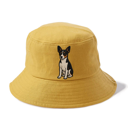 Rat Terrier - Tri-color embroidered pose Bucket Hat - Golden Harvest(Yellow)