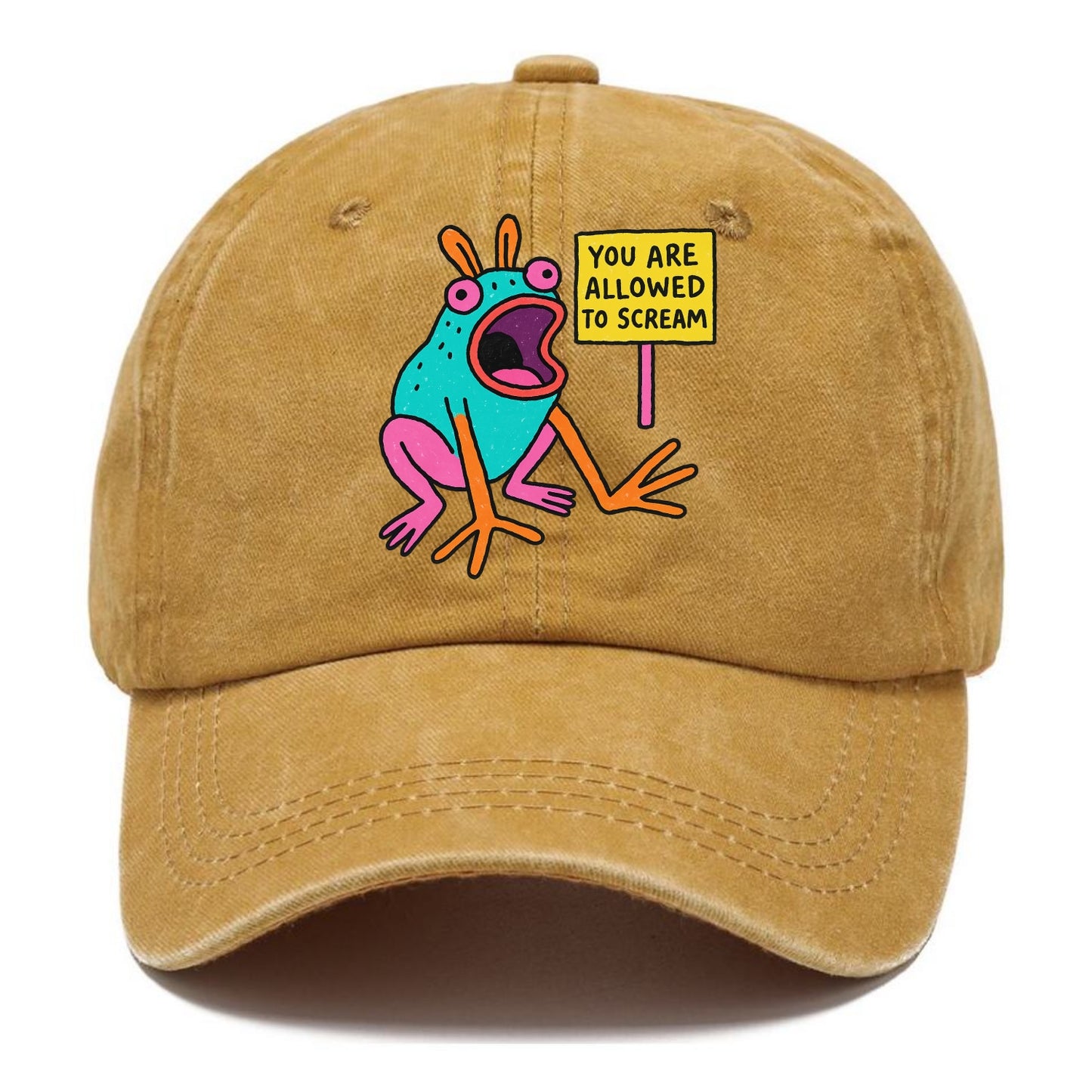 YOU ARE ALLOWED TO SCREAM | Open-mouthed frog mid-scream - Classic Cap - Golden Harvest(Yellow)
