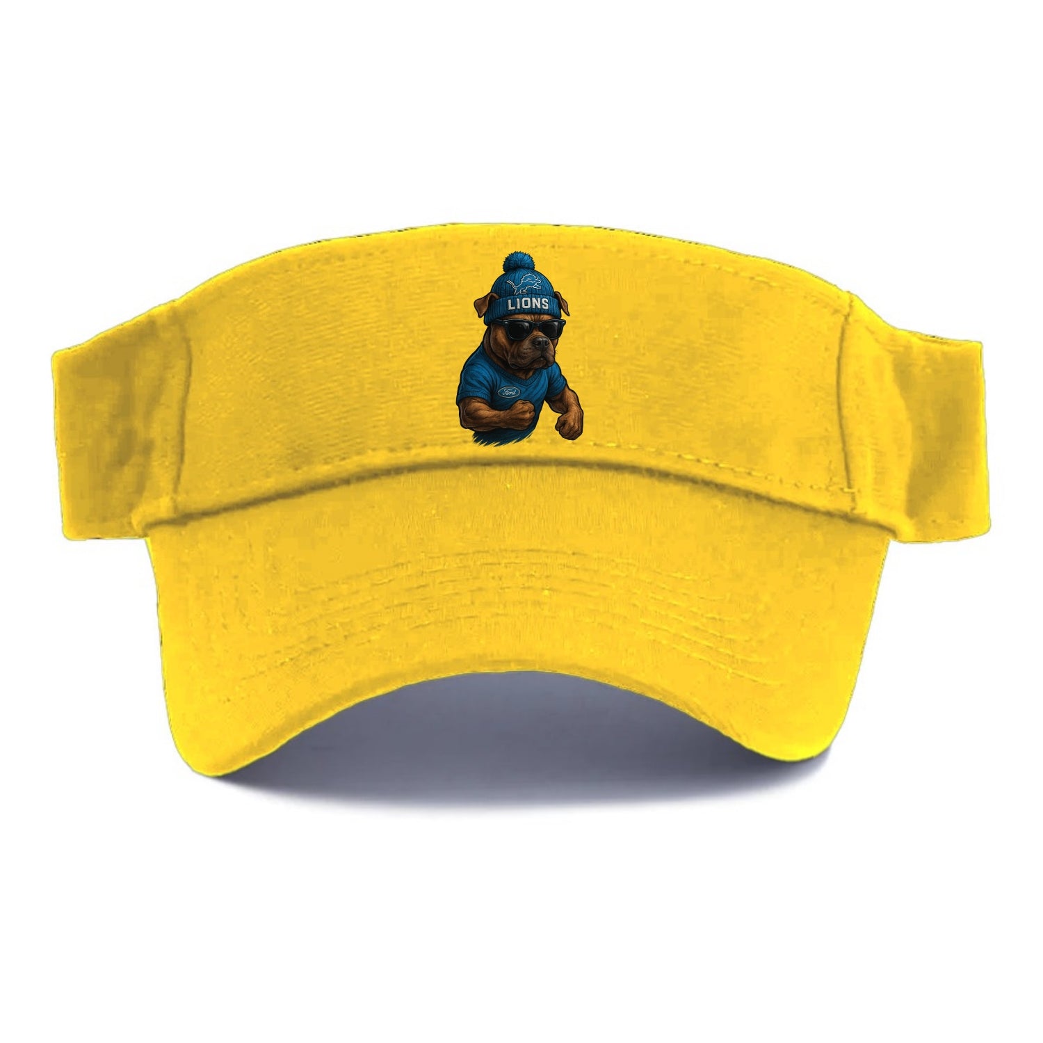 Detroit Pitbull wearing Lions beanie with auto patch and wayfarer sunglasses - Visor - Golden Harvest(Yellow)