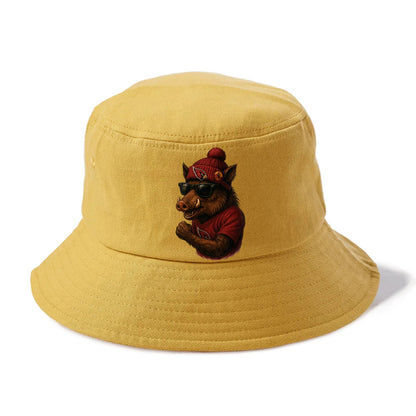 Arizona Javelina wearing Cardinals beanie with desert patch and wayfarer sunglasses - Bucket Hat - Golden Harvest(Yellow)