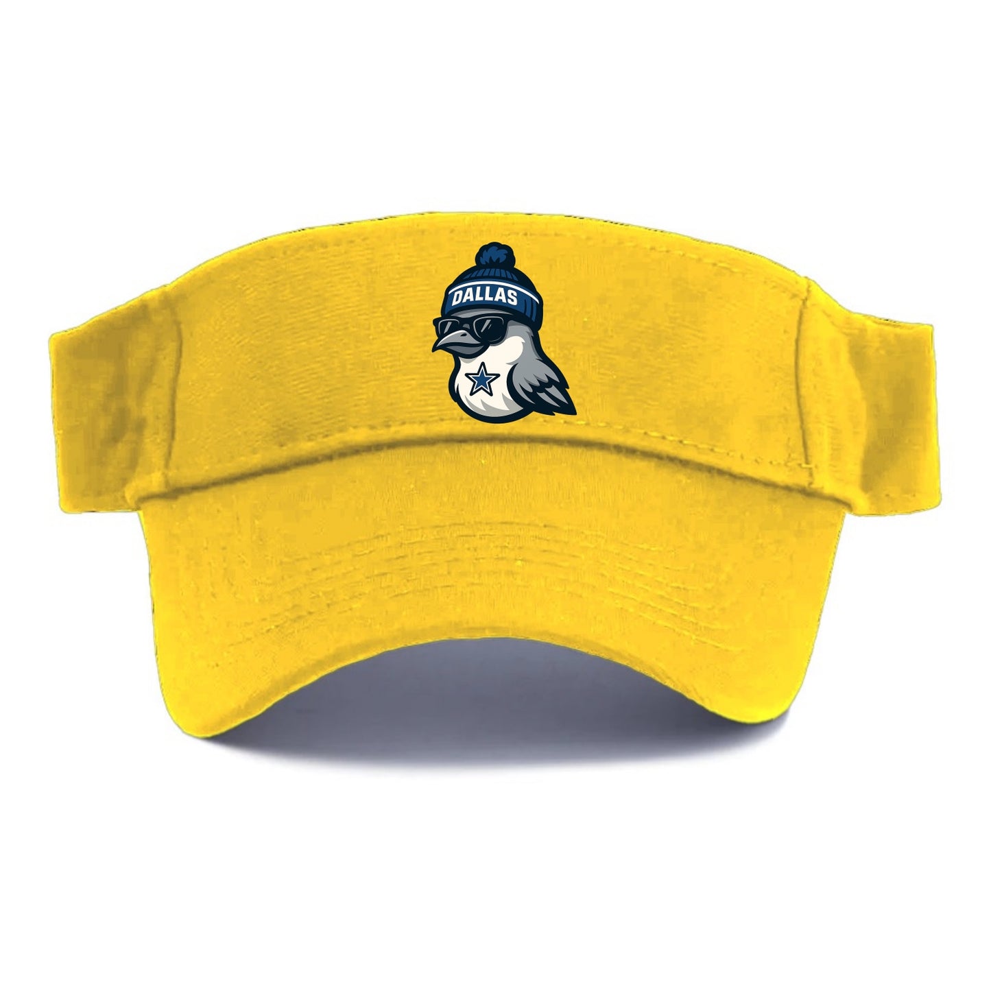 Dallas Mockingbird wearing Cowboys beanie with sheriff star and wayfarer sunglasses - Visor - Golden Harvest(Yellow)