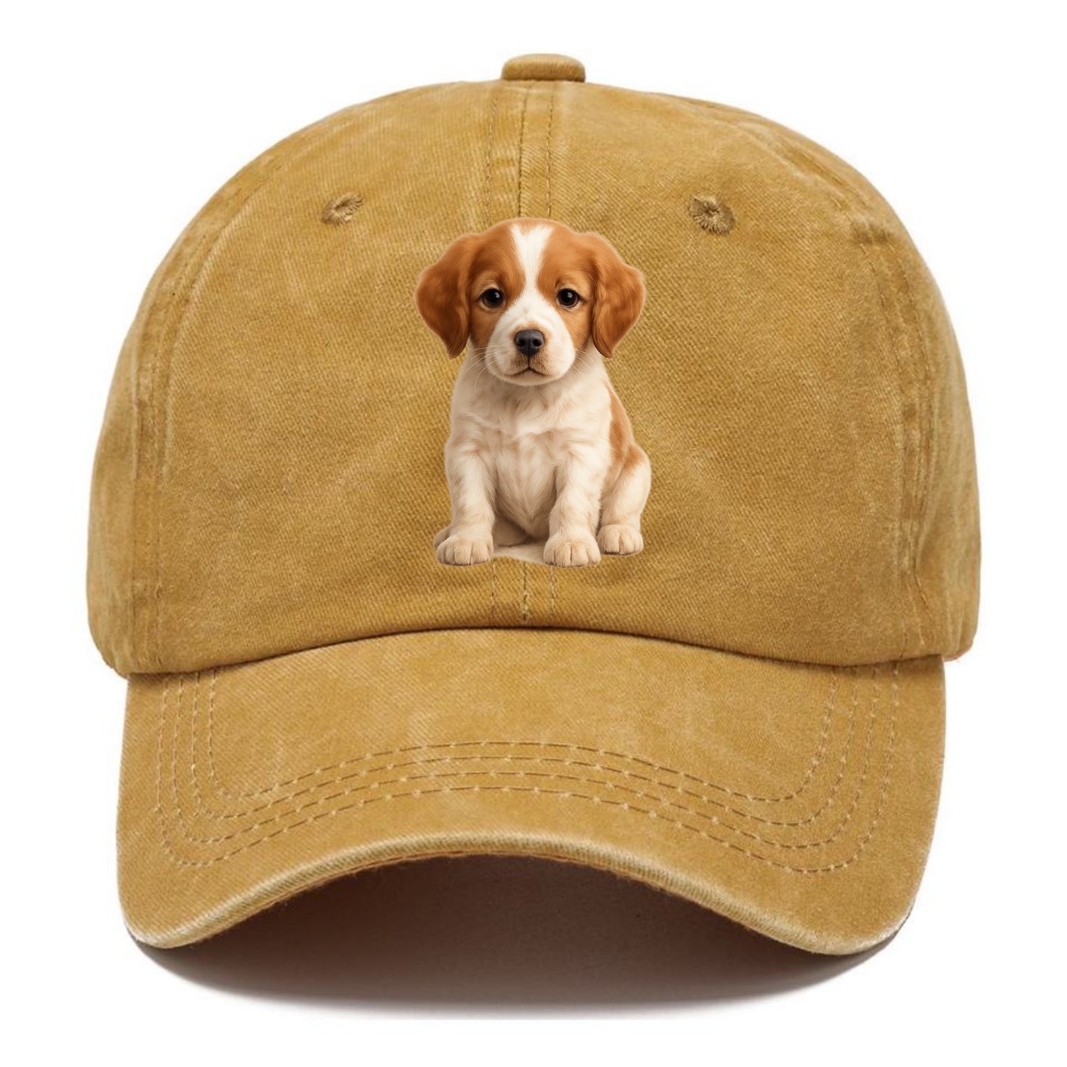 Baby Brittany Puppy - orange and white, compact, bright eyes, feathered, - Classic Cap - Golden Harvest(Yellow)