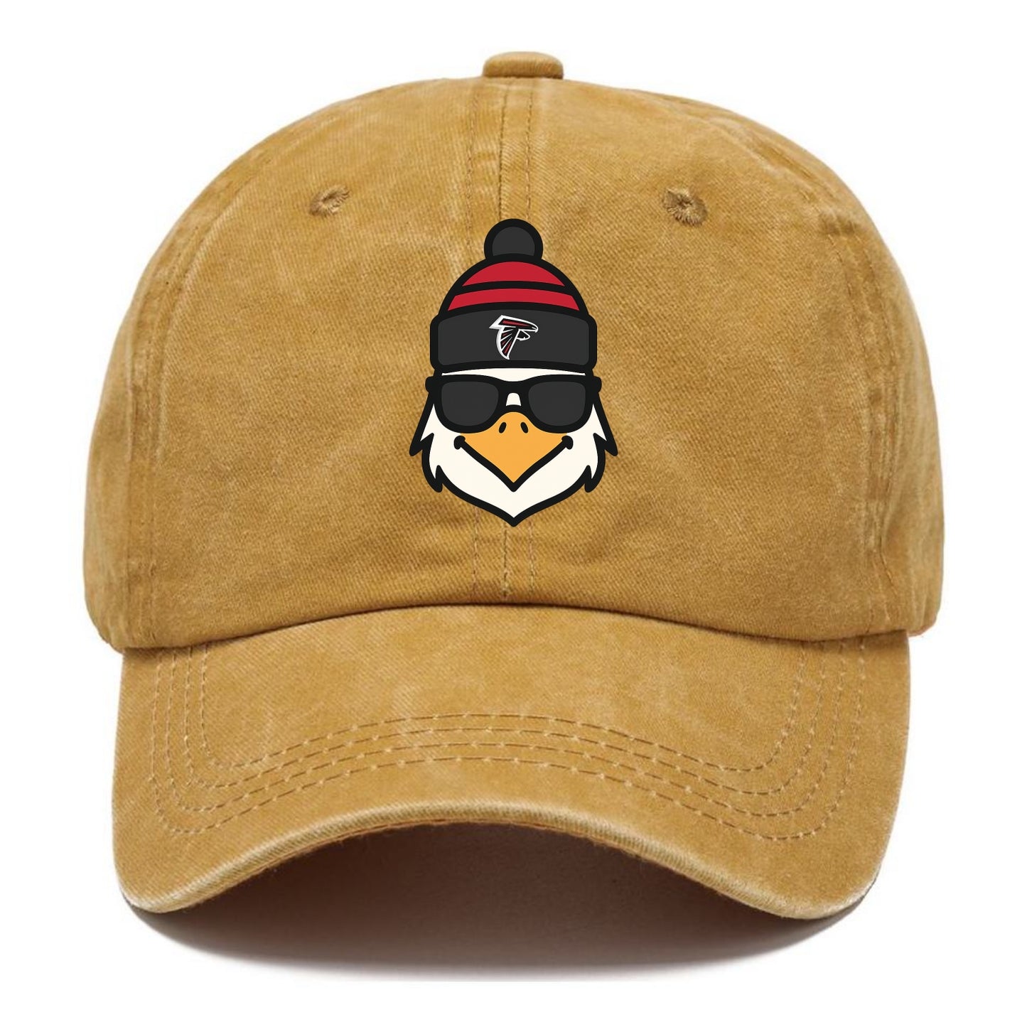 Atlanta Falcon wearing Falcons red and black beanie with pom pom and wayfarer - Classic Cap - Golden Harvest(Yellow)