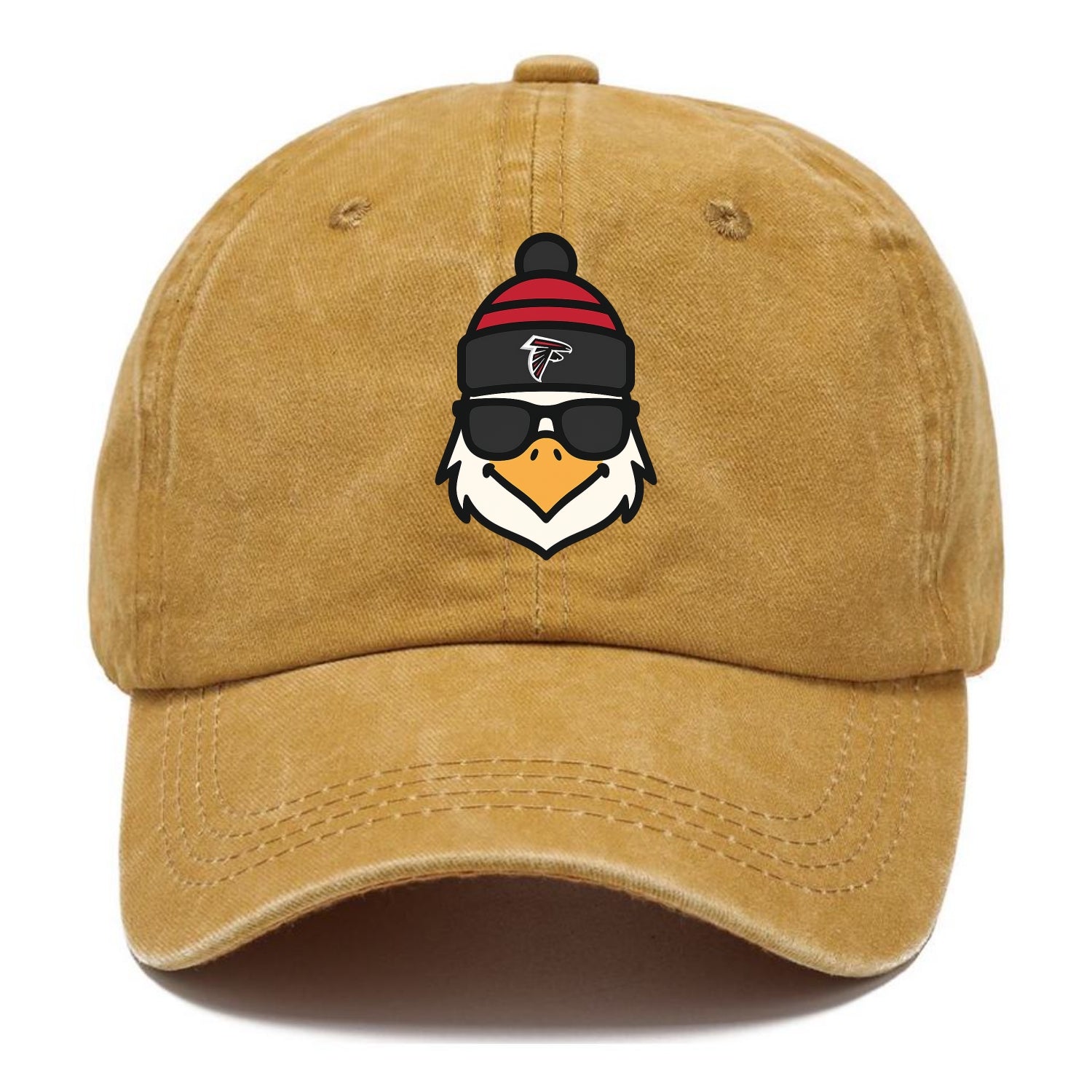 Atlanta Falcon wearing Falcons red and black beanie with pom pom and wayfarer - Classic Cap - Golden Harvest(Yellow)