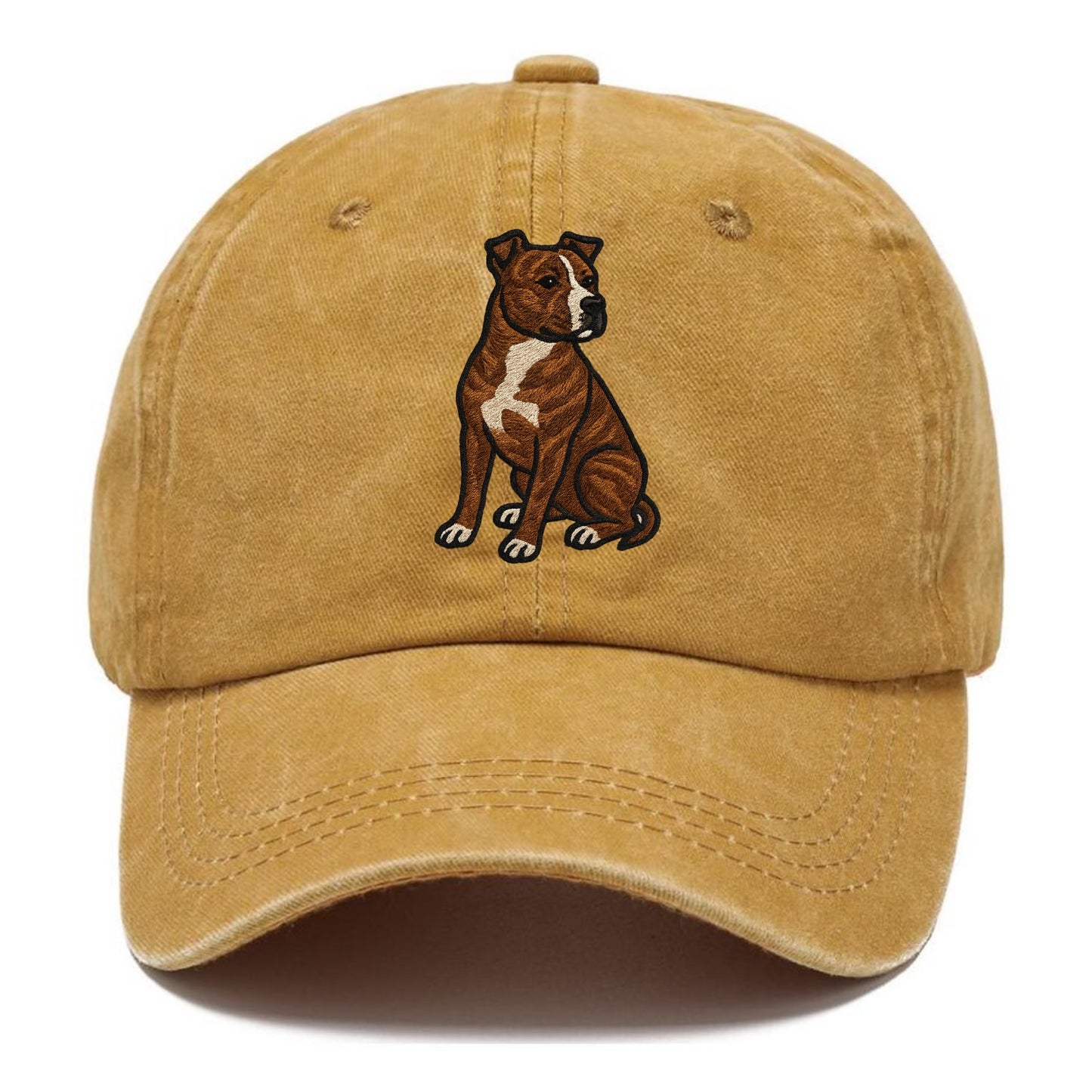 American Staffordshire Terrier - Brindle embroidered pose - Classic Cap - Golden Harvest(Yellow)