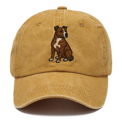 American Staffordshire Terrier - Brindle embroidered pose - Classic Cap - Golden Harvest(Yellow)