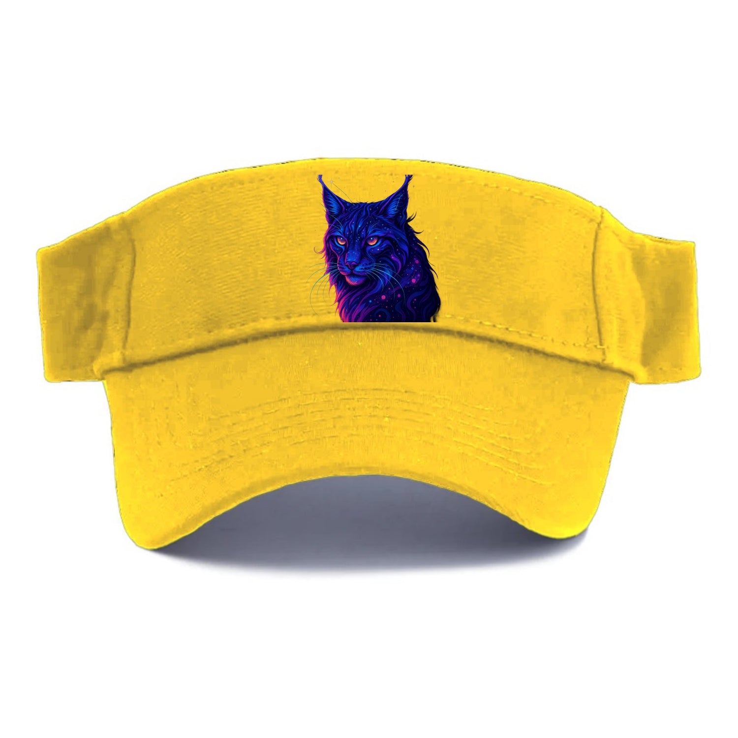 Stealthy lynx with ear tufts forming constellation patterns, nebula spots across the body, - Visor - Golden Harvest(Yellow)
