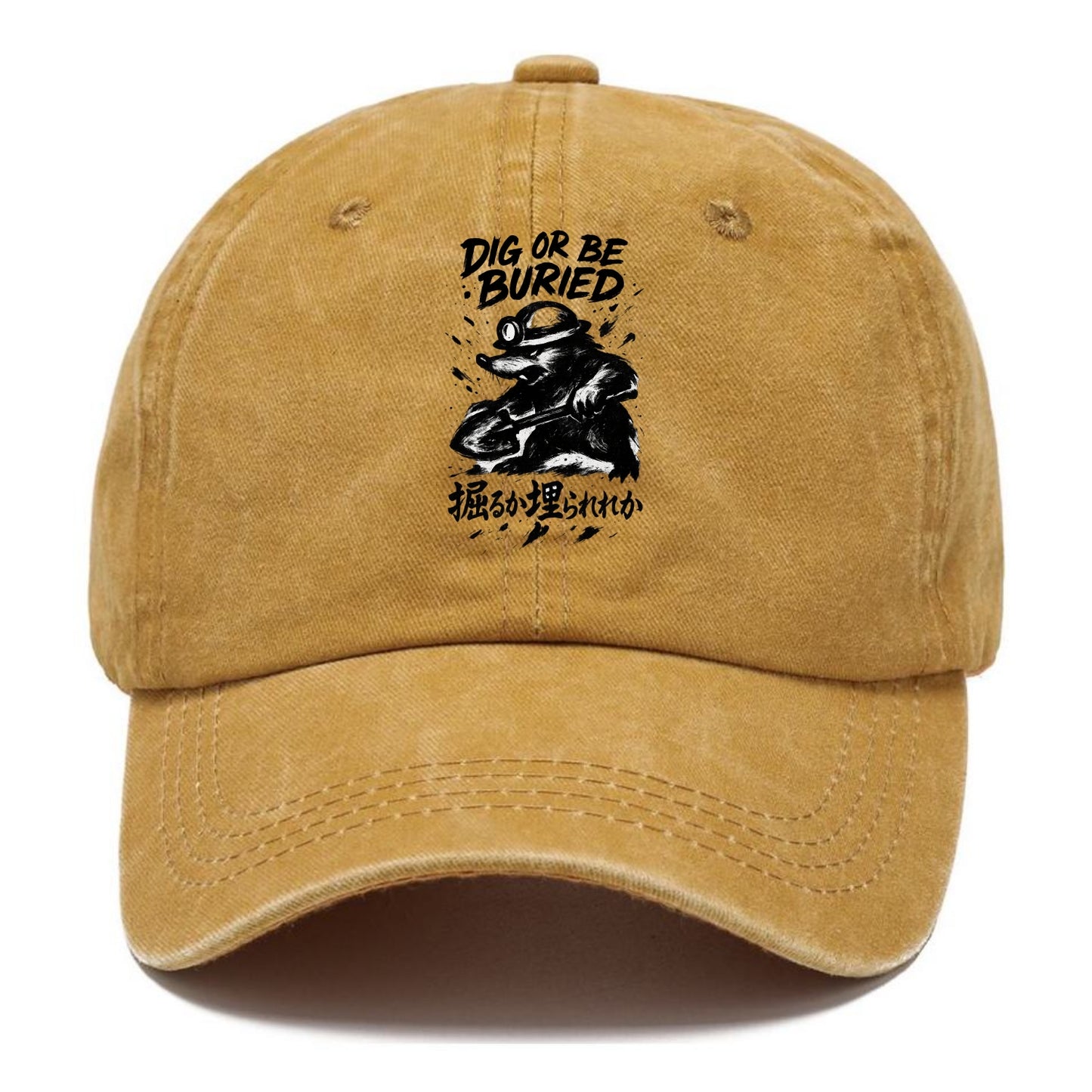 Dig or Be Buried - Mole holding shovel w Classic Cap - Golden Harvest(Yellow)