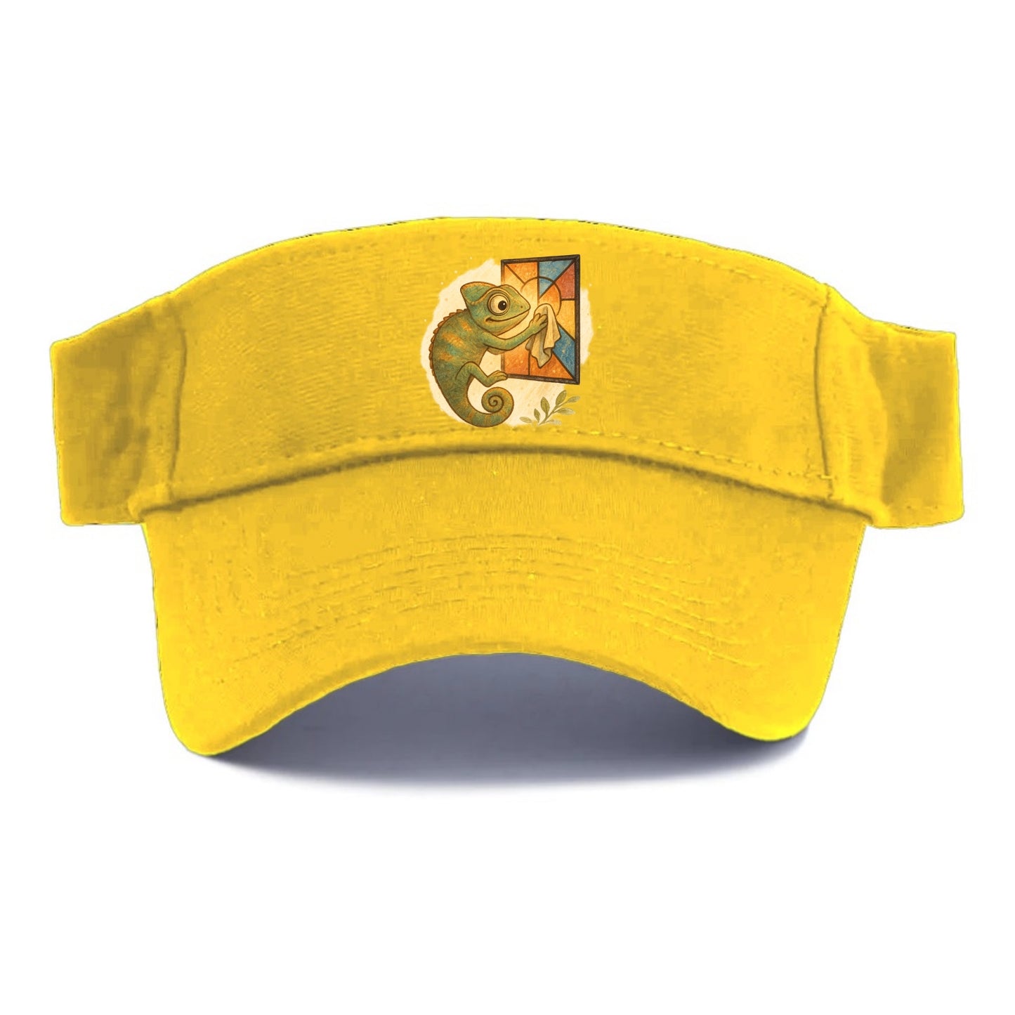 Chameleon blending into a stained-glass window it is polishing with delicate cloths - Visor - Golden Harvest(Yellow)