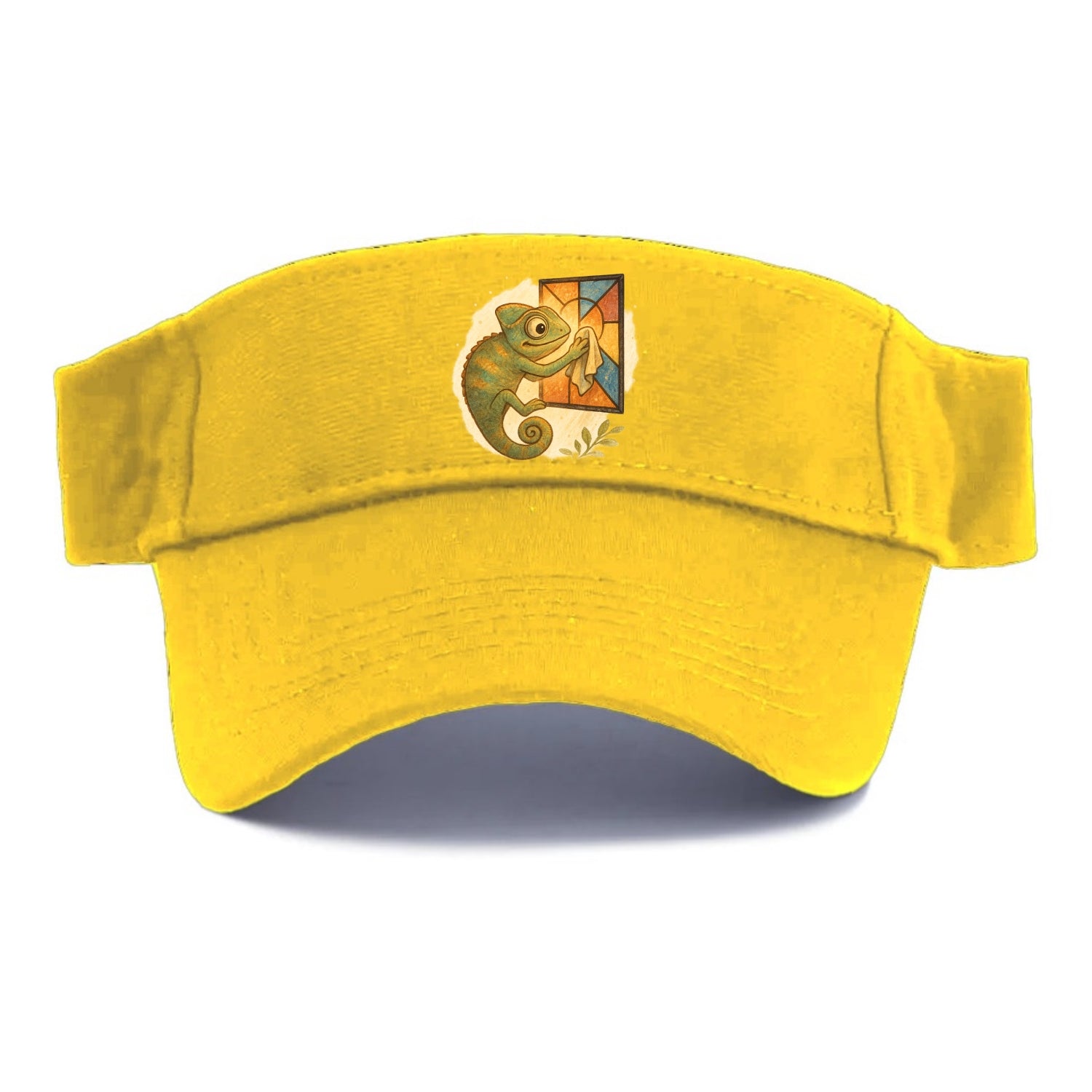 Chameleon blending into a stained-glass window it is polishing with delicate cloths - Visor - Golden Harvest(Yellow)