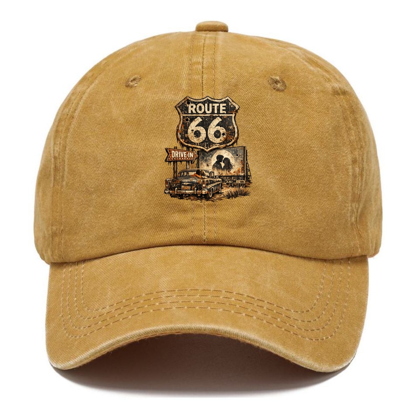 DRIVE-IN | Classic car at drive-in theater | Movie night romance | Americana - Classic Cap - Golden Harvest(Yellow)