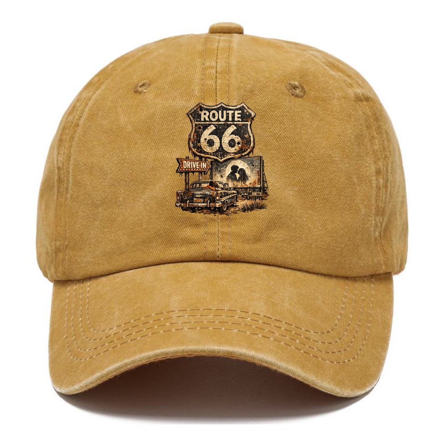 DRIVE-IN | Classic car at drive-in theater | Movie night romance | Americana - Classic Cap - Golden Harvest(Yellow)