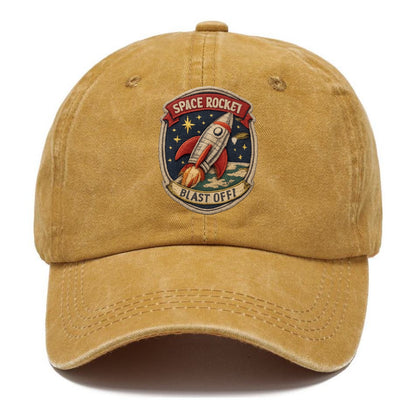 RETRO ROCKET - 1950s space rocket in silver and red , atomic age - Classic Cap - Golden Harvest(Yellow)