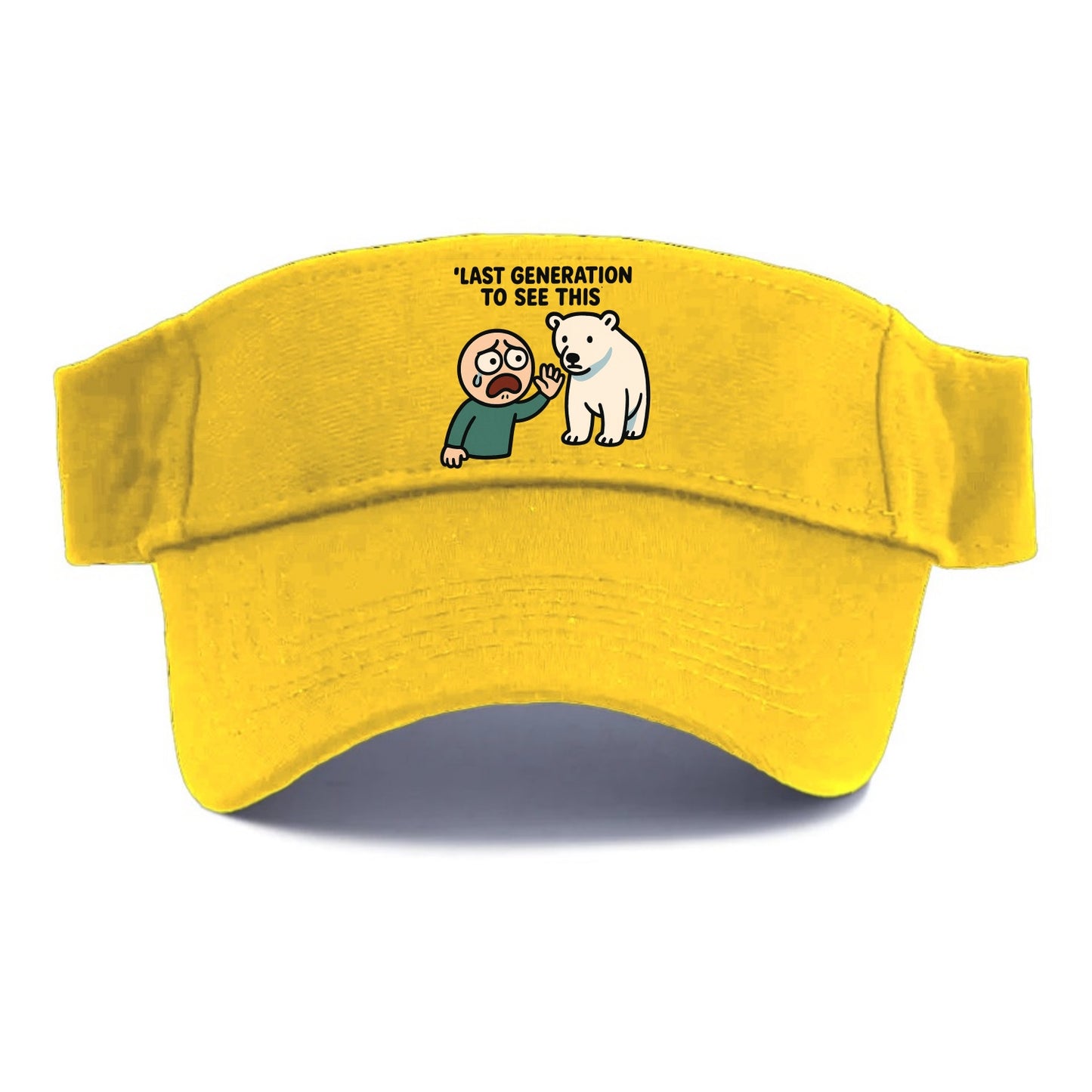 Person waving goodbye to polar bear - "Last generation to see this" - extinction grief - Visor - Golden Harvest(Yellow)