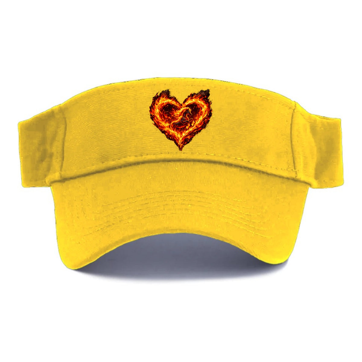 HEART OF FIRE | Flaming heart with horse silhouette inside | Passion embodied | Love and - Visor - Golden Harvest(Yellow)