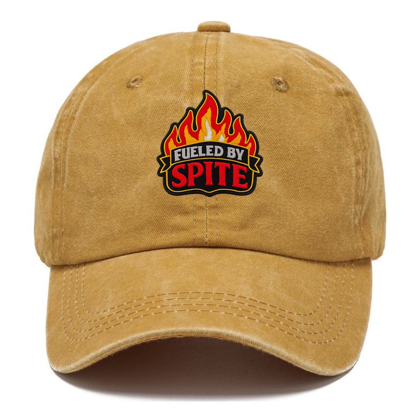 FUELED BY SPITE - fire with text in black and red , petty motivation - Classic Cap - Golden Harvest(Yellow)