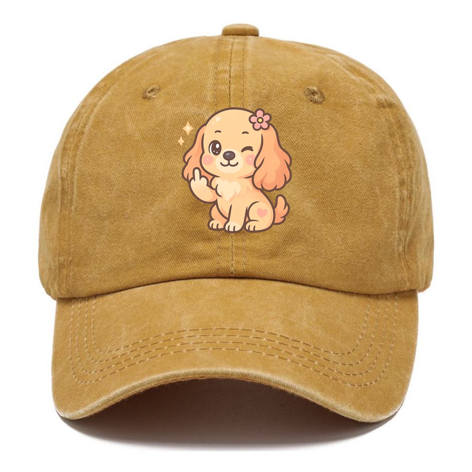Cocker Spaniel with long wavy ears, gentle face, paw flipping off - Classic Cap - Golden Harvest(Yellow)