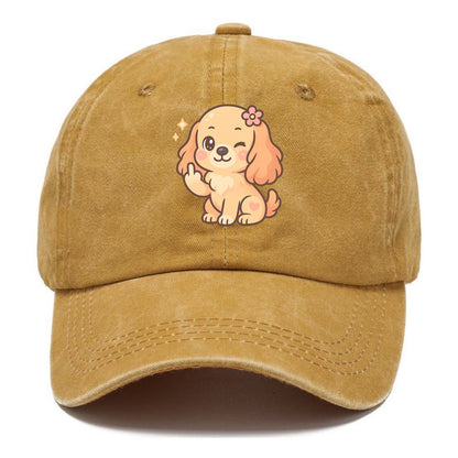 Cocker Spaniel with long wavy ears, gentle face, paw flipping off - Classic Cap - Golden Harvest(Yellow)