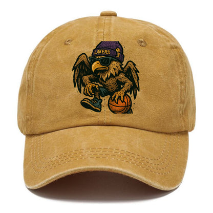Los Angeles Golden Eagle wearing Lakers beanie with trophy patch and wayfarer - Classic Cap - Golden Harvest(Yellow)
