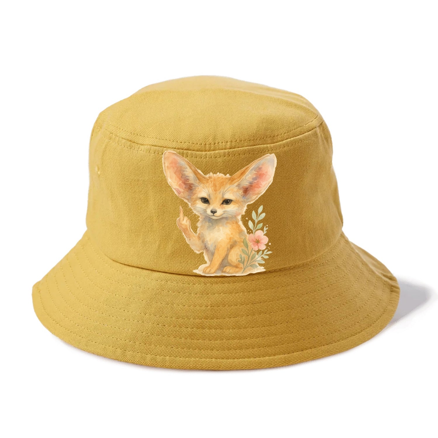 tiny fennec fox with oversized ears, one small paw raised in sass - Bucket Hat - Golden Harvest(Yellow)