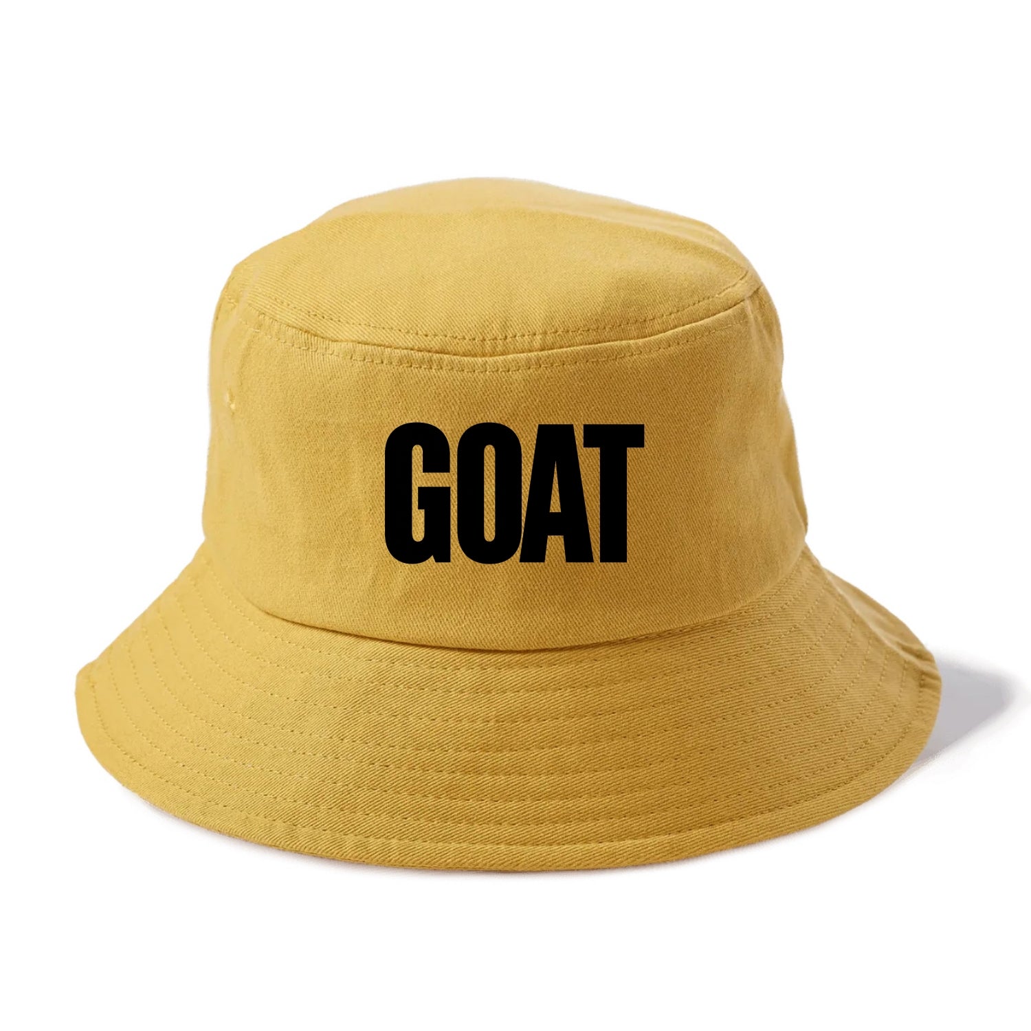 Bold typography design - "GOAT" - greatest of all time - Bucket Hat - Golden Harvest(Yellow)