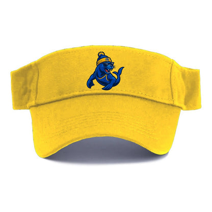 Bay Area Sea Lion wearing Warriors blue and gold beanie with Golden Gate and wayfarer - Visor - Golden Harvest(Yellow)