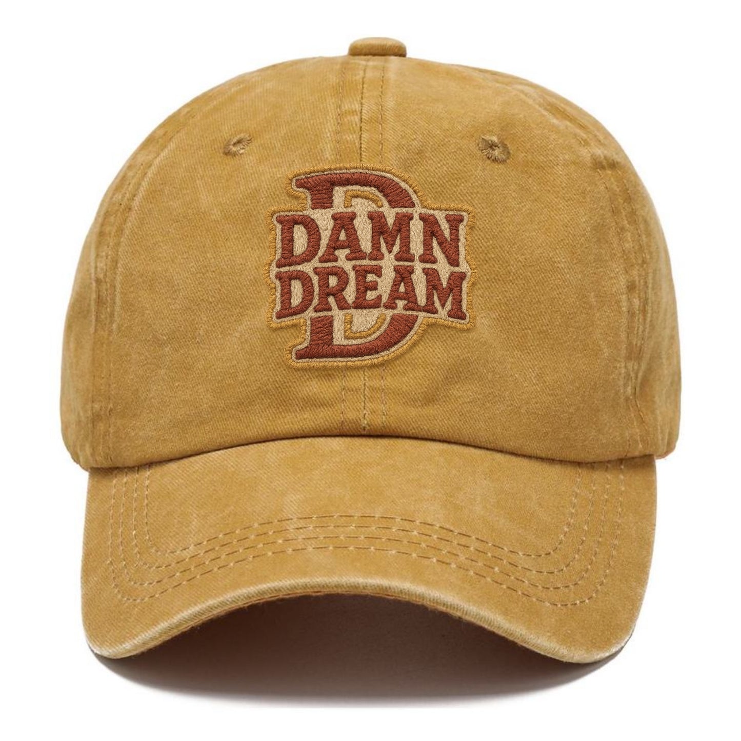 DAMN;DREAM BIG Motivational White Cap - Classic Cap - Golden Harvest(Yellow)