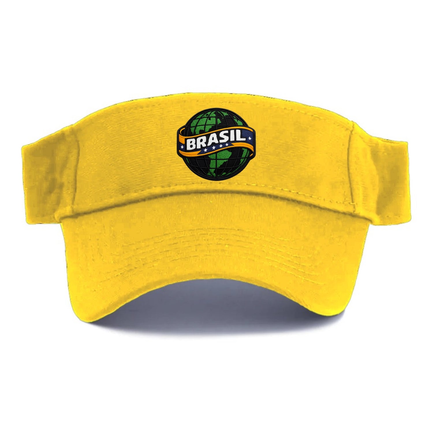 BRAZILIAN FLAG GLOBE - green globe with banner in green yellow blue , Brasil - Visor - Golden Harvest(Yellow)