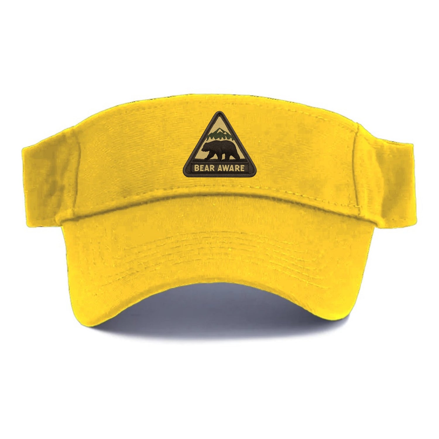 BEAR AWARE - bear silhouette warning in brown and yellow , wilderness safety - Visor - Golden Harvest(Yellow)