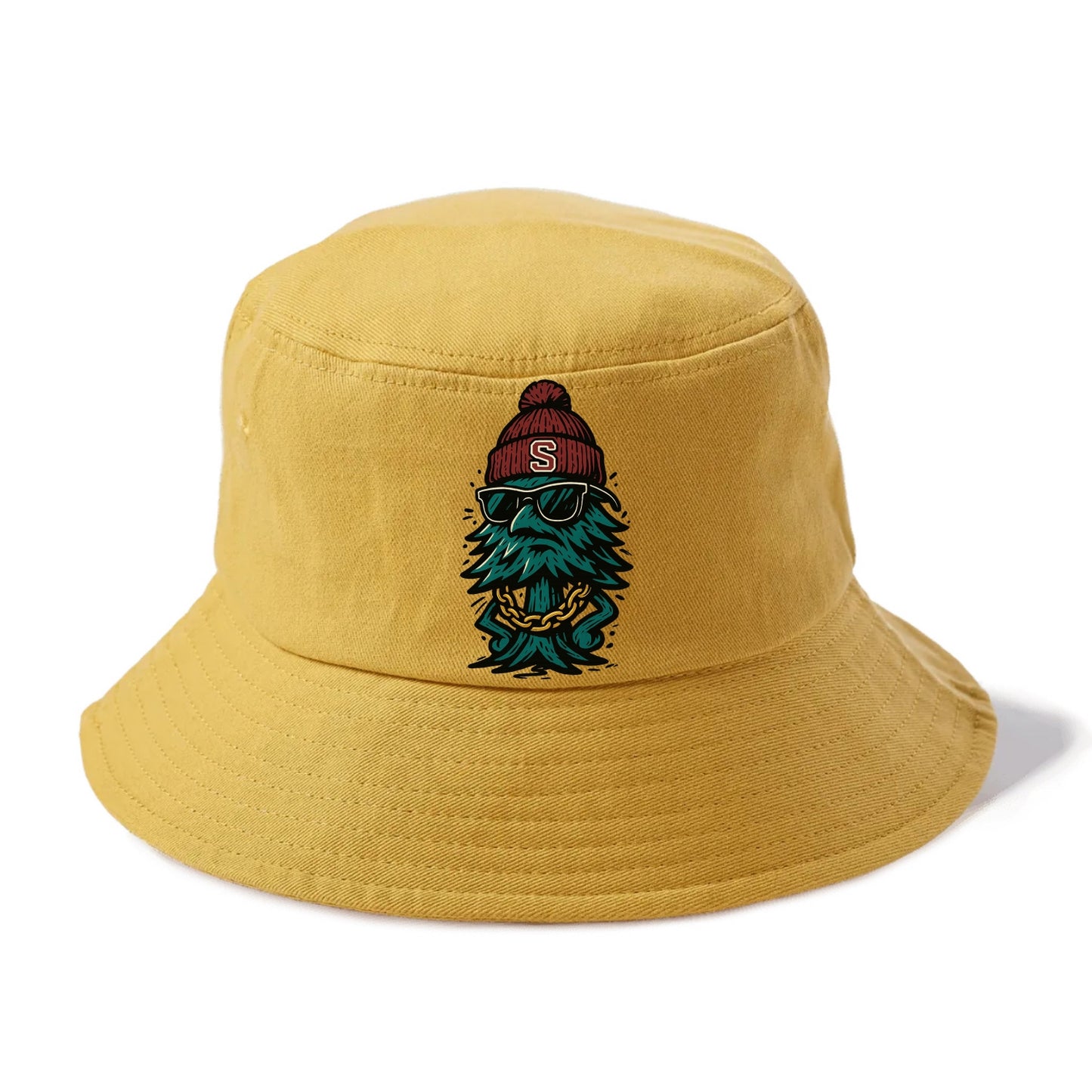 Palo Alto Tree wearing Stanford beanie with S patch - Bucket Hat - Golden Harvest(Yellow)