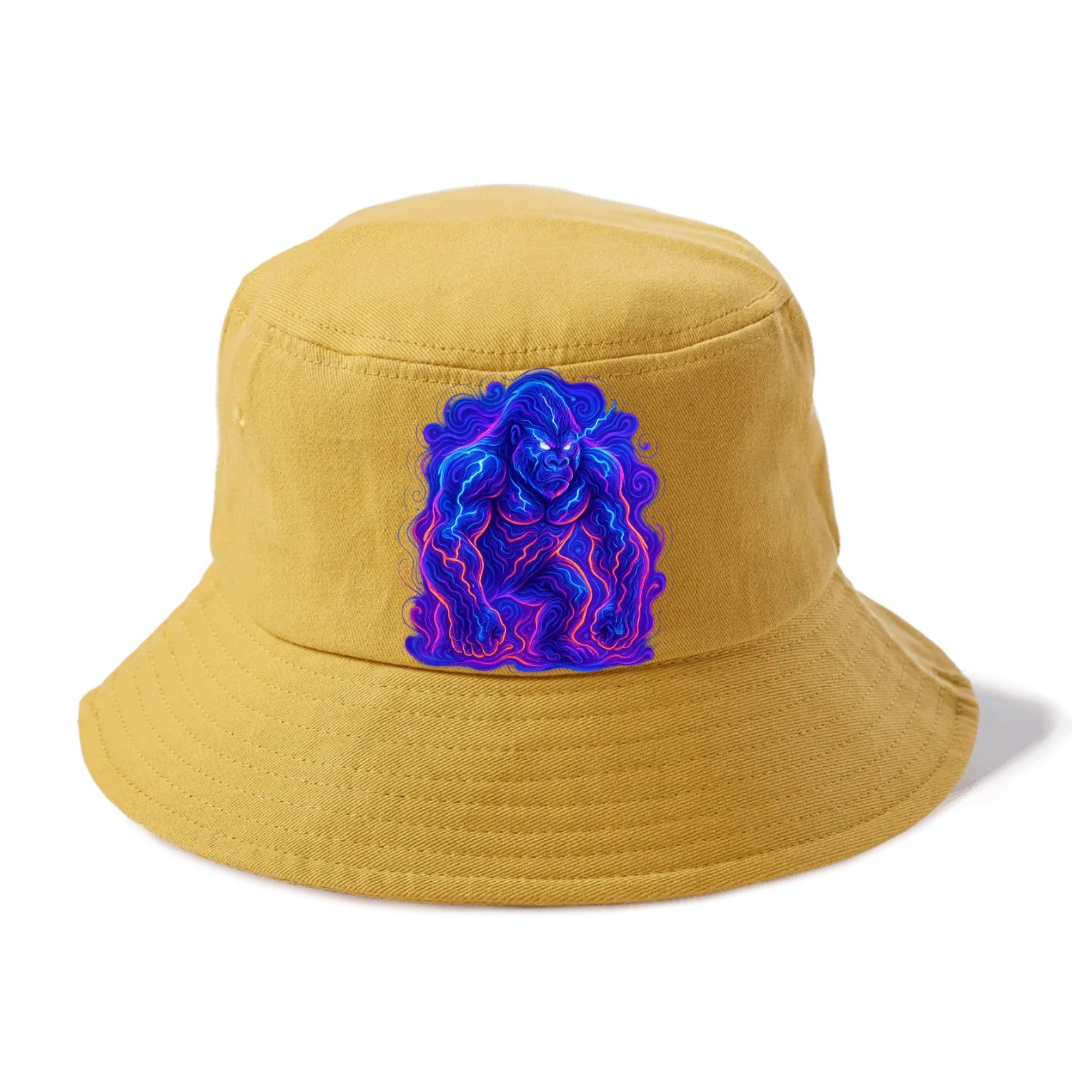 Mighty gorilla with electricity flowing through defined muscles, lightning bolt - Bucket Hat - Golden Harvest(Yellow)