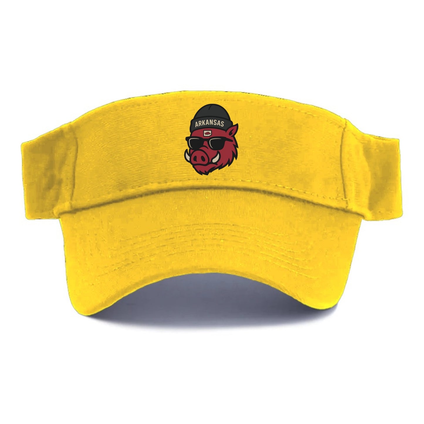 Fayetteville Razorback wearing Arkansas beanie with hog patch - Visor - Golden Harvest(Yellow)
