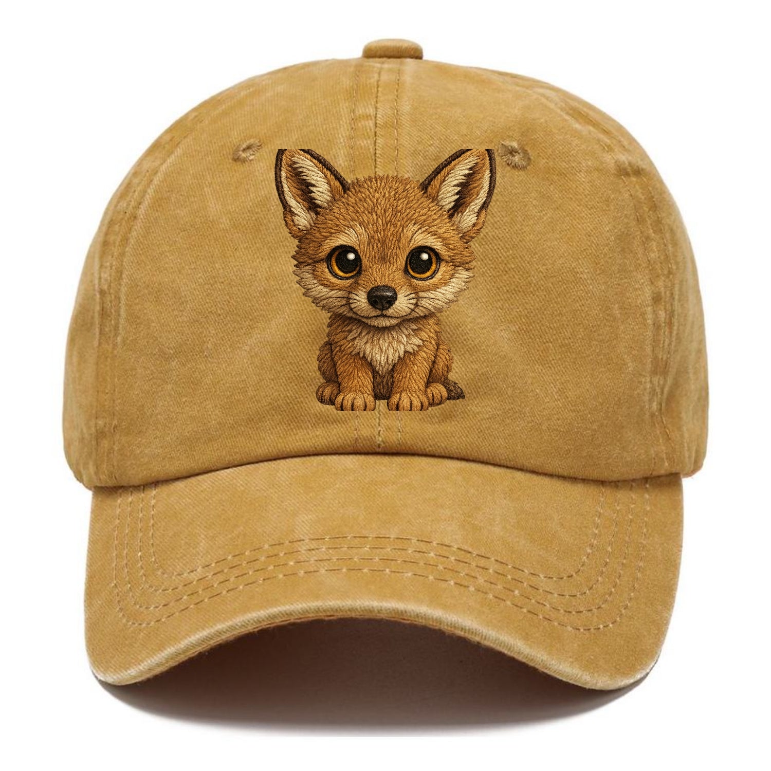 Baby Coyote Pup - tan fur, large ears, golden eyes, front-facing, clever baby - Classic Cap - Golden Harvest(Yellow)