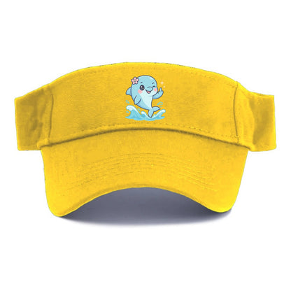 smiling dolphin jumping through ocean waves, one fin up with attitude - Visor - Golden Harvest(Yellow)