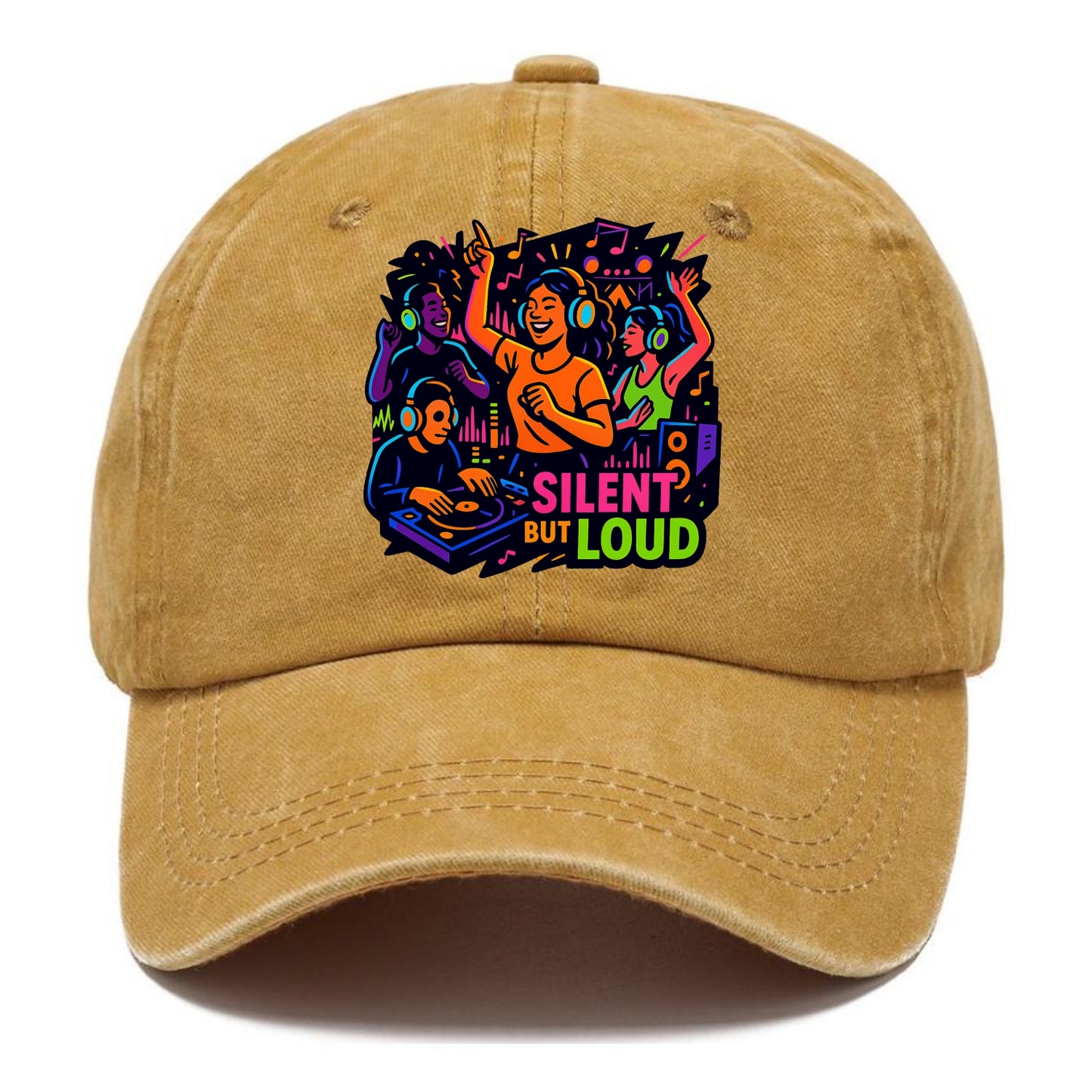 Silent disco dancers with glowing headphones - "Silent But Loud" - unique concert - Classic Cap - Golden Harvest(Yellow)