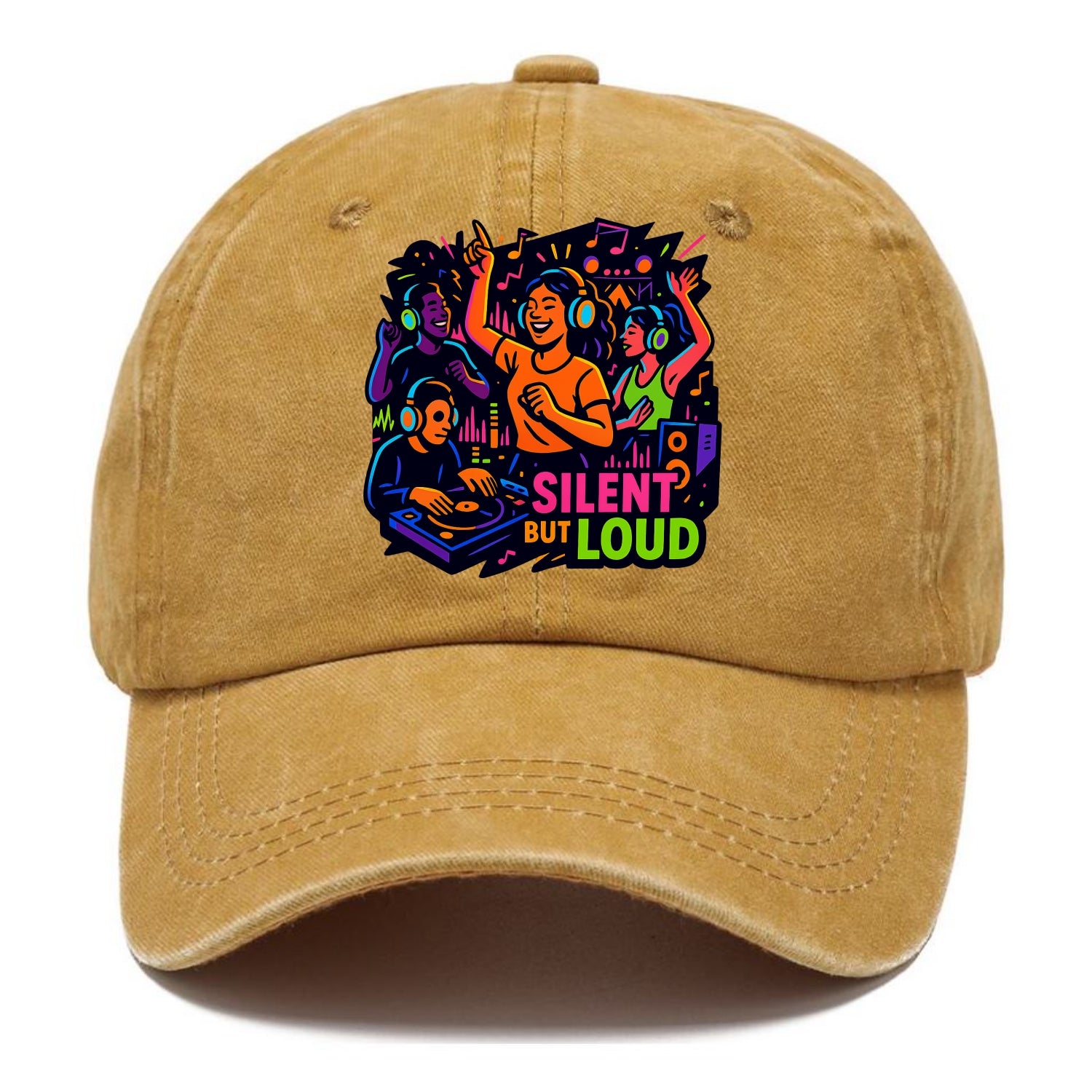 Silent disco dancers with glowing headphones - "Silent But Loud" - unique concert - Classic Cap - Golden Harvest(Yellow)