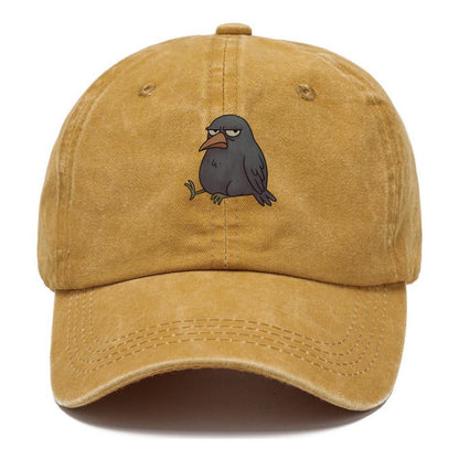 THE CROW JUDGES SILENTLY | Black crow with disapproving look - Classic Cap - Golden Harvest(Yellow)