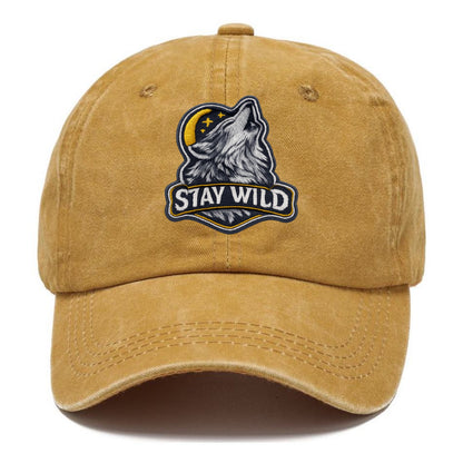 STAY WILD - wolf with text in gray , free spirit - Classic Cap - Golden Harvest(Yellow)