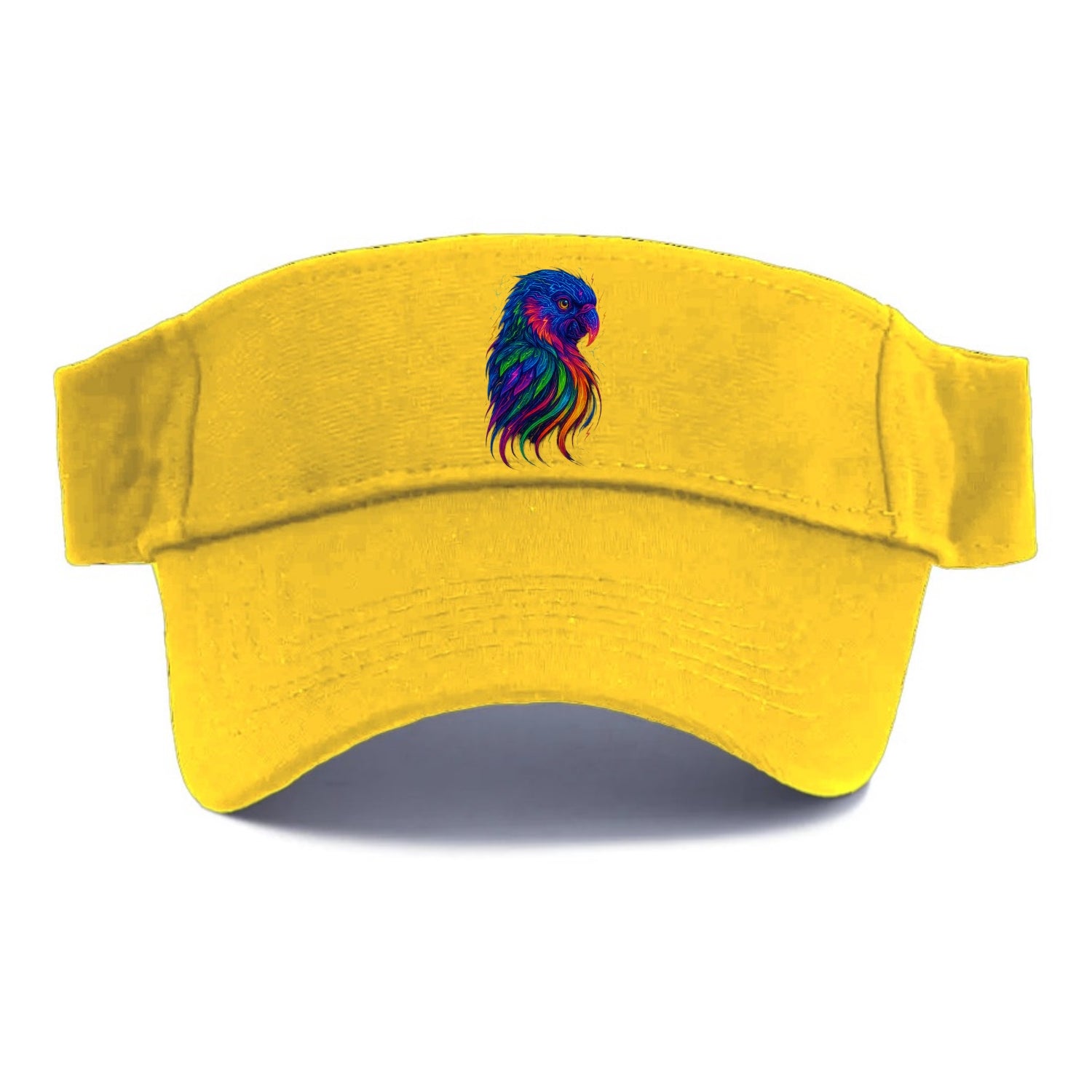 Vibrant parrot with feathers flowing into tropical rainbow streams, every color of the - Visor - Golden Harvest(Yellow)