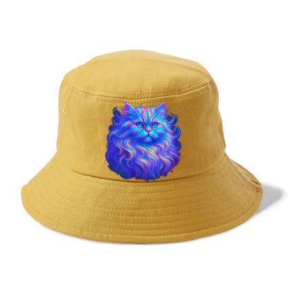 Luxurious Persian cat with flowing fur that refracts into rainbow prisms, soft pastel - Bucket Hat - Golden Harvest(Yellow)